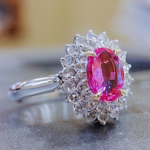 14k Gold 2.32 Ctw Natural Padparadscha Sapphire & Diamond Ring/pendant( Without Chain ) - 5