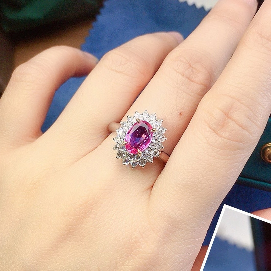 14k Gold 2.32 Ctw Natural Padparadscha Sapphire & Diamond Ring/pendant( Without Chain ) - 6