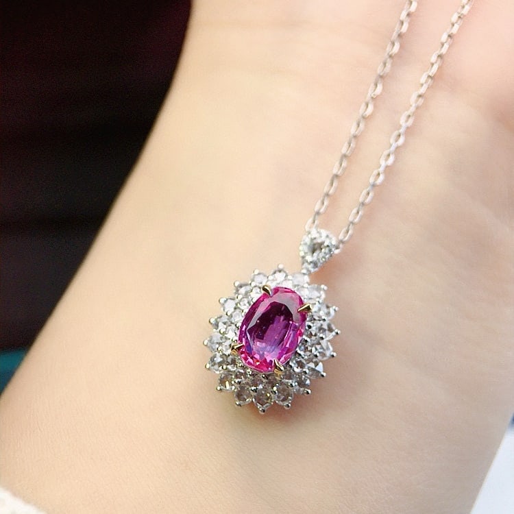 14k Gold 2.32 Ctw Natural Padparadscha Sapphire & Diamond Ring/pendant( Without Chain ) - 7