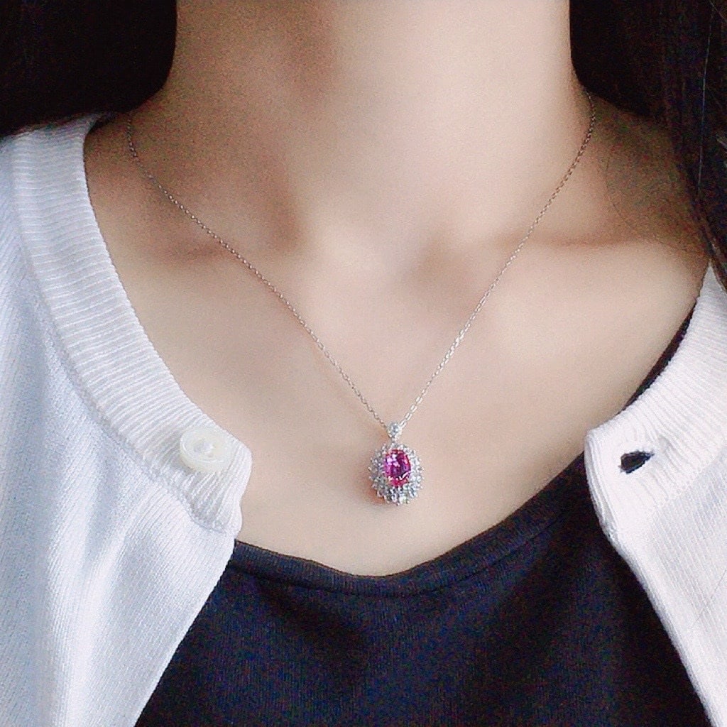 14k Gold 2.32 Ctw Natural Padparadscha Sapphire & Diamond Ring/pendant( Without Chain ) - 8