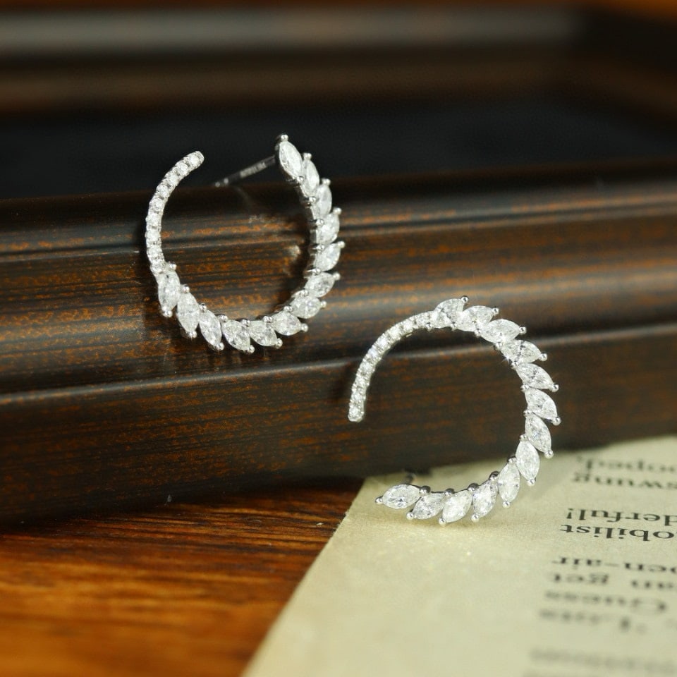 14k Gold 1.18 Ct Natural H Diamond Earrings - 2