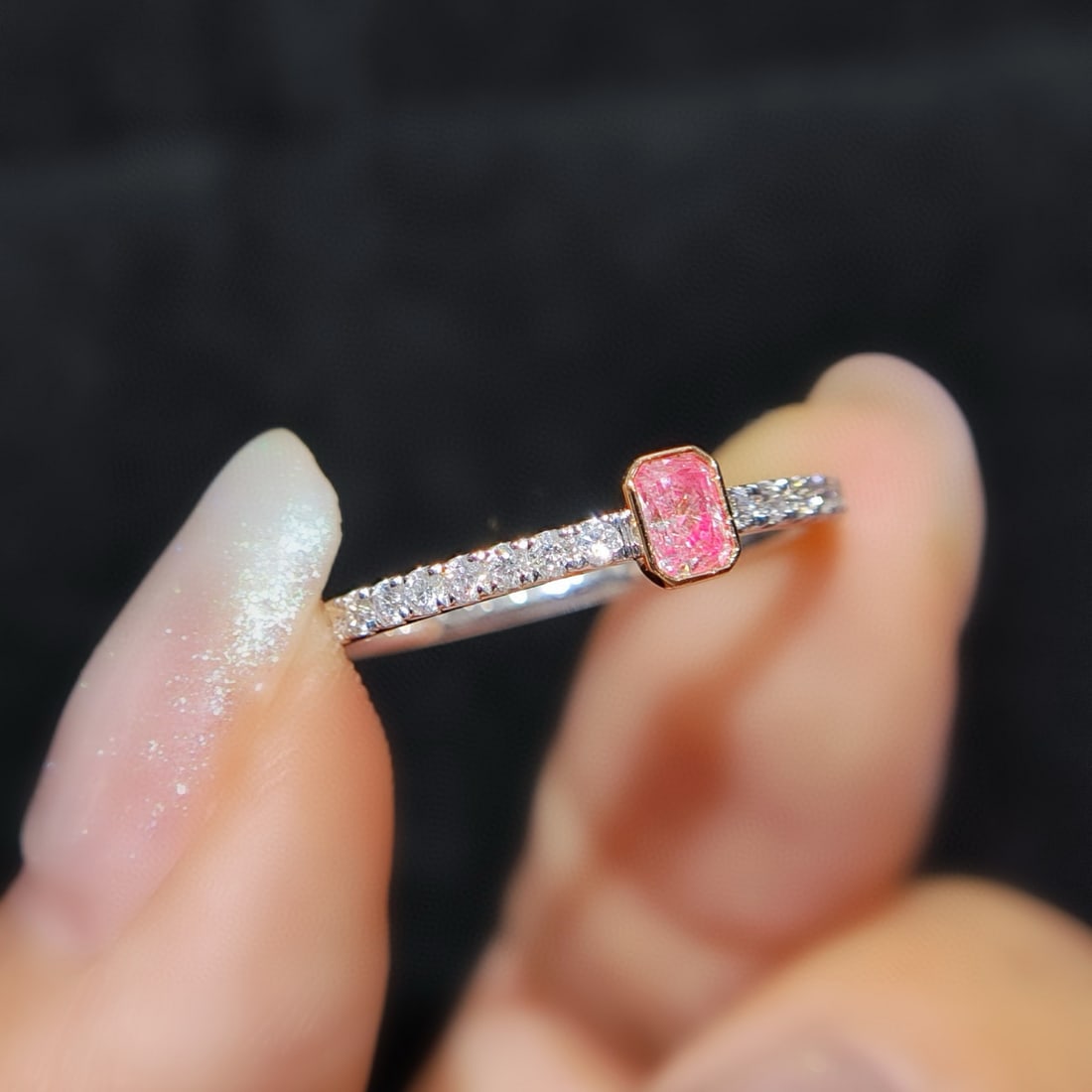 14k Gold 0.34 Ctw Natural Pink Diamond & Diamond Ring - 2