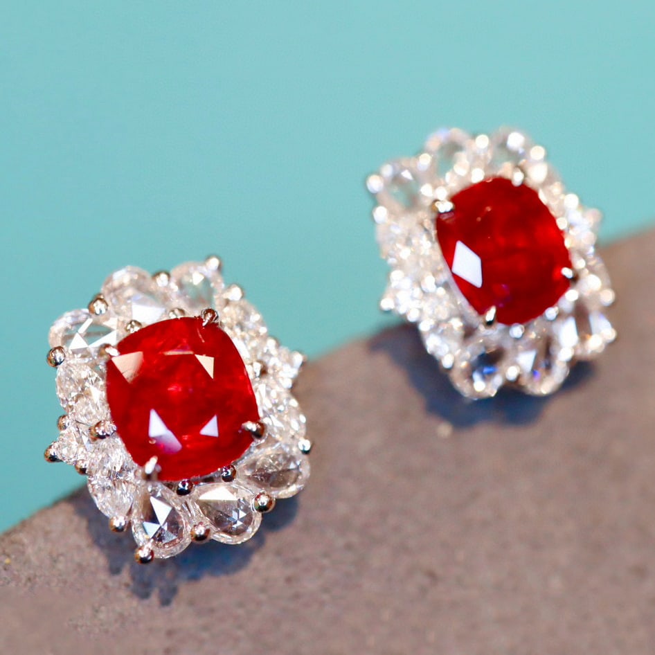 14k Gold 2.70 Ctw Natural Ruby & Diamond Earrings - 2