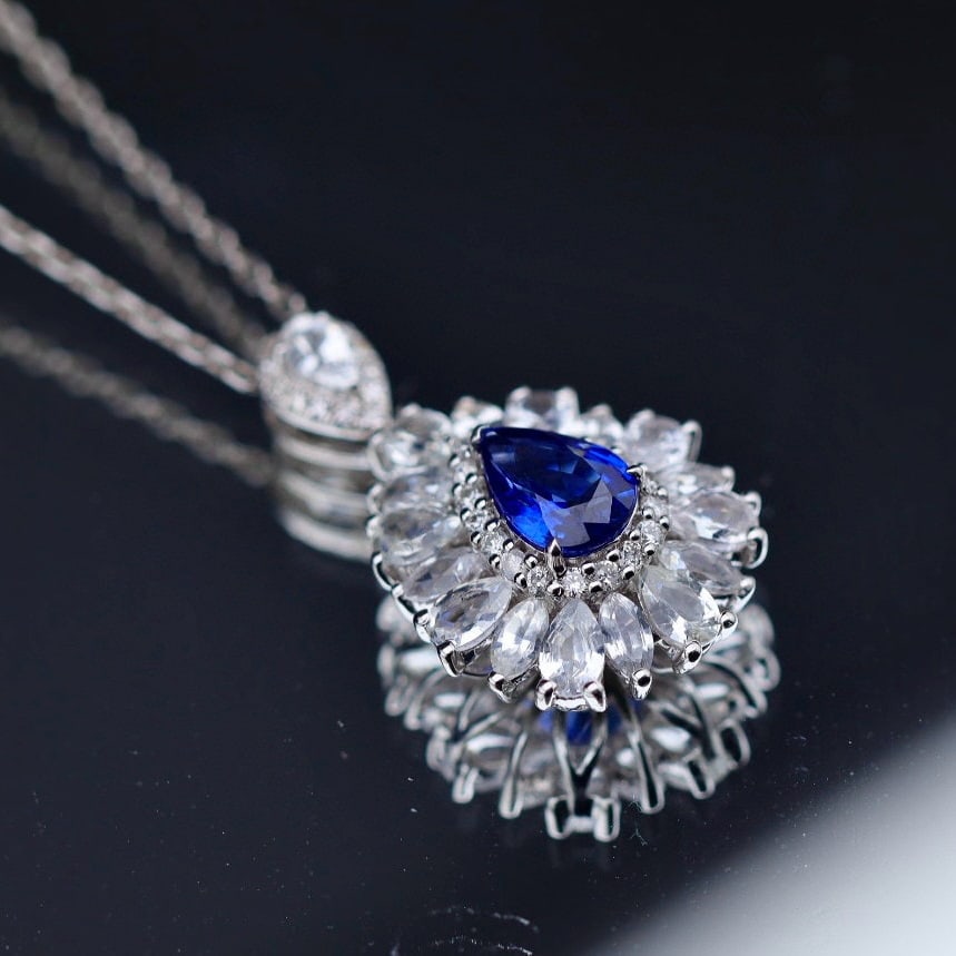 14k Gold 3.03 Ctw Natural Sapphire & Sapphire Pendant( Without Chain ) - 3