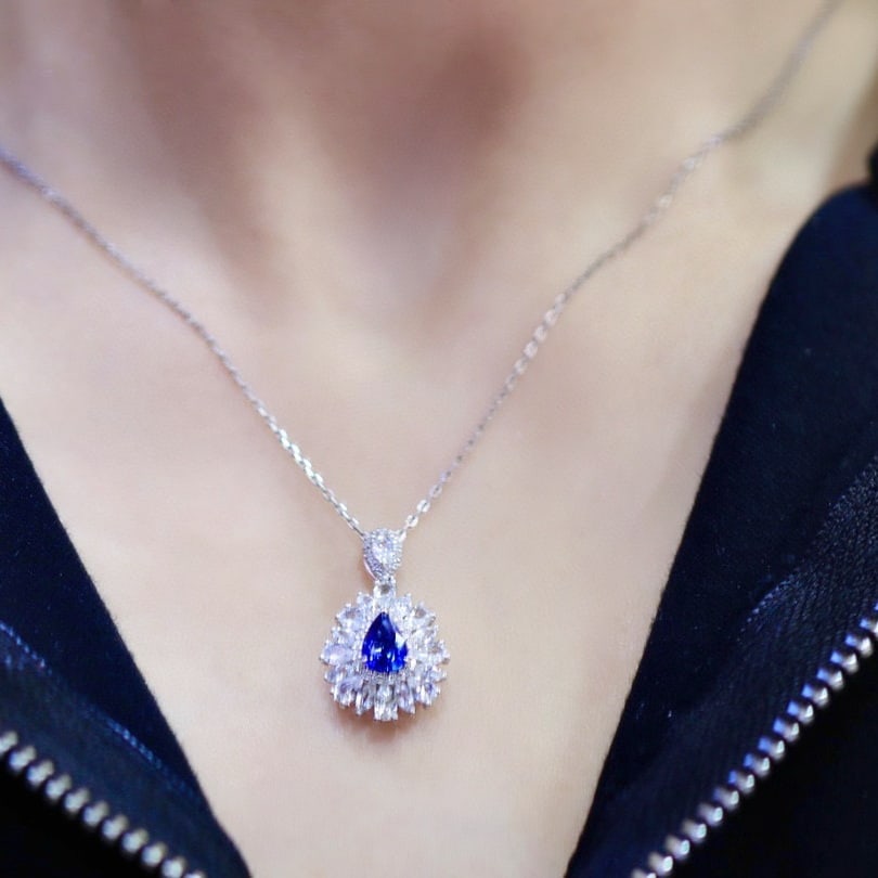 14k Gold 3.03 Ctw Natural Sapphire & Sapphire Pendant( Without Chain ) - 4