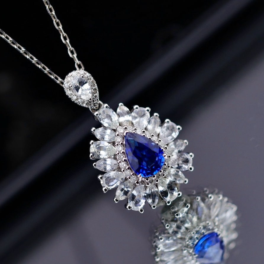 14k Gold 3.03 Ctw Natural Sapphire & Sapphire Pendant( Without Chain ) - 5