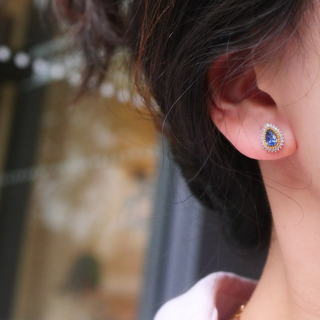 14k Gold 1.4 Ctw Natural Sapphire & Diamond Earrings - 6