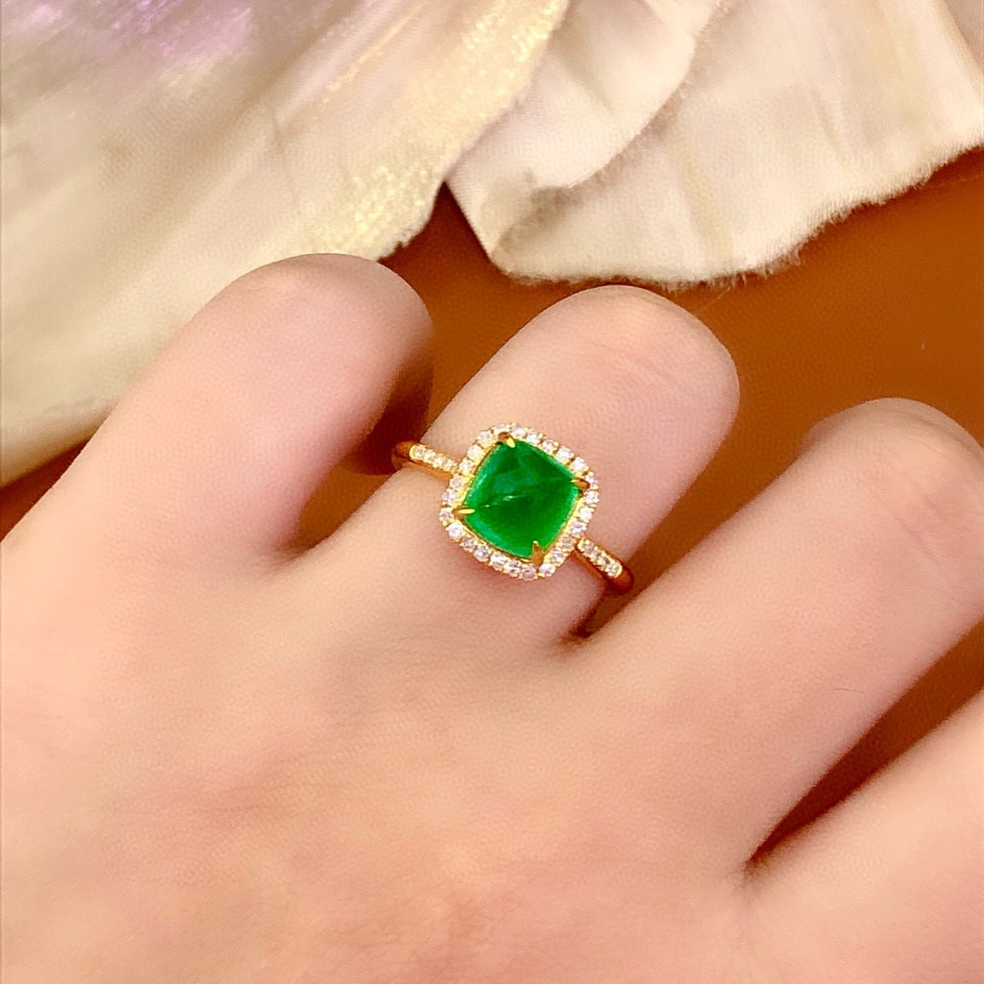 14k Gold 2.8 Ct Vivid Green Natural Emerald & Diamond Ring - 5