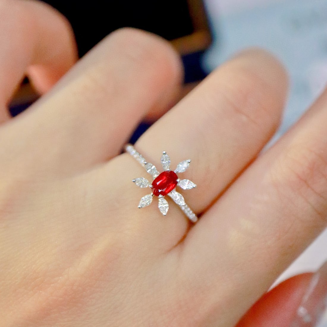 14k Gold 0.64 Ctw Vivid Red Natural Ruby & Diamond Ring - 2