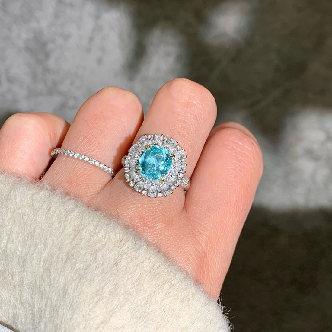 14k Gold 4.64 Ctw Natural Paraiba Tourmaline & Diamond Ring/pendant( Without Chain ) - 3