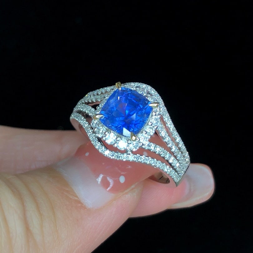 14k Gold 2.78 Ctw Natural Sapphire & Diamond Ring - 5