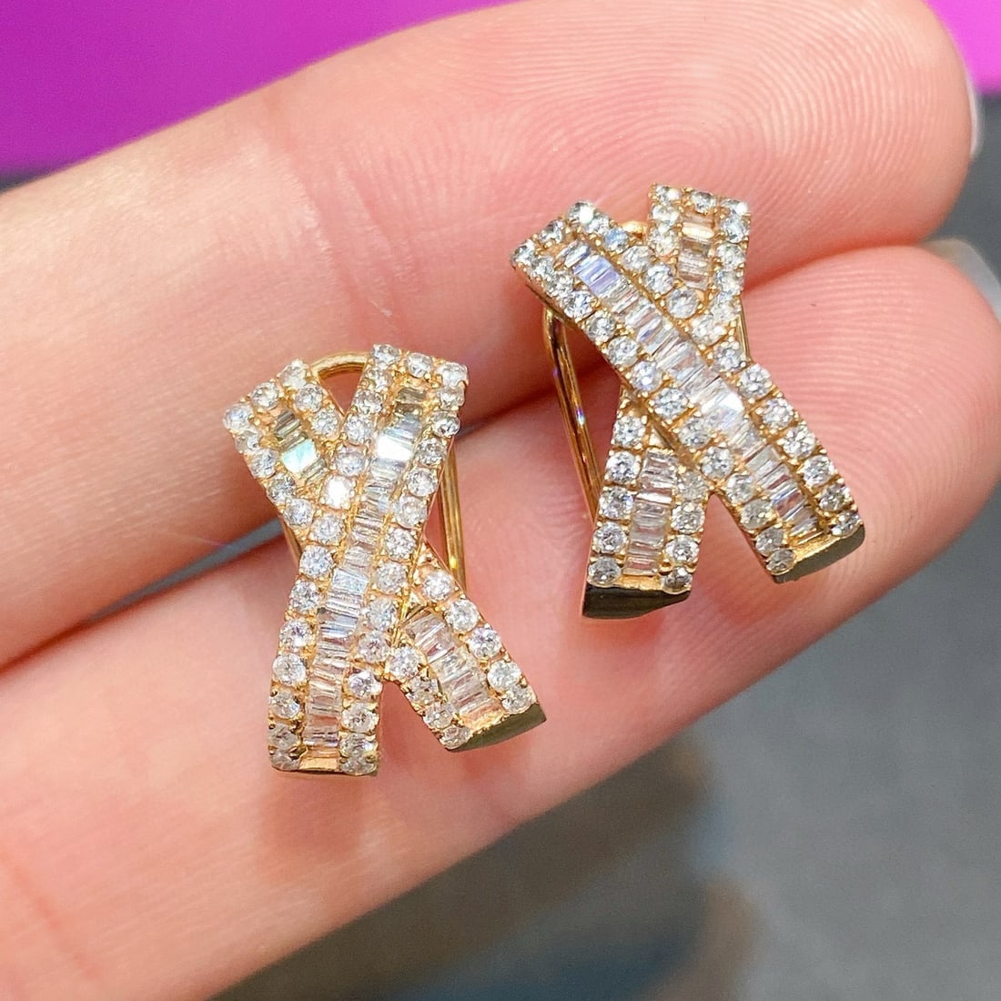 14k Gold 0.80 Ct Natural H Diamond Earrings - 4