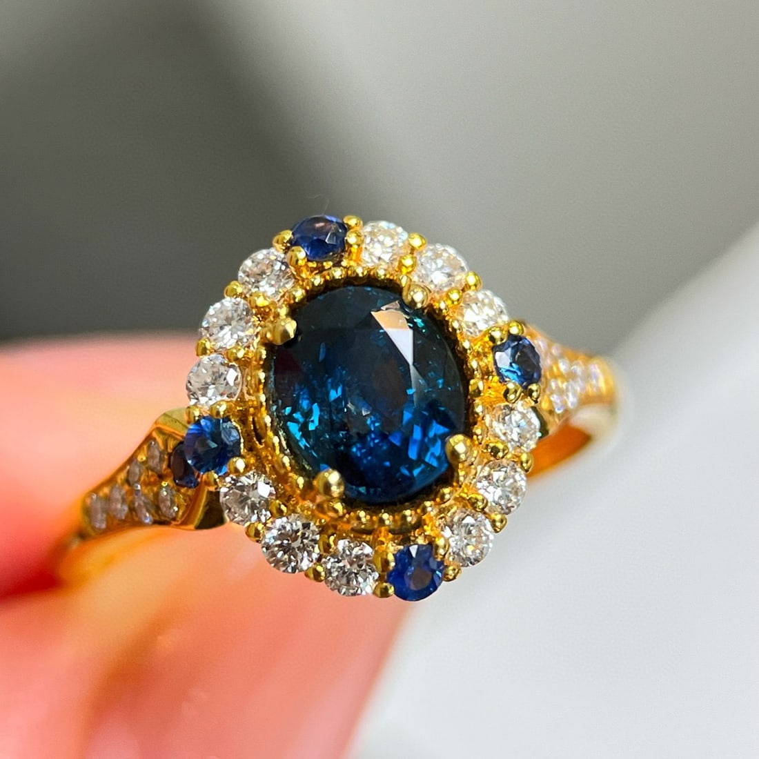 14k Gold 1.49 Ctw Natural Sapphire & Diamond Ring - 4