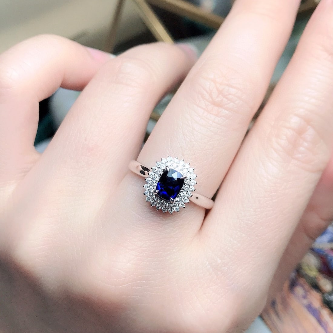 14k Gold 1.02 Ctw Natural Sapphire & Diamond Ring - 2