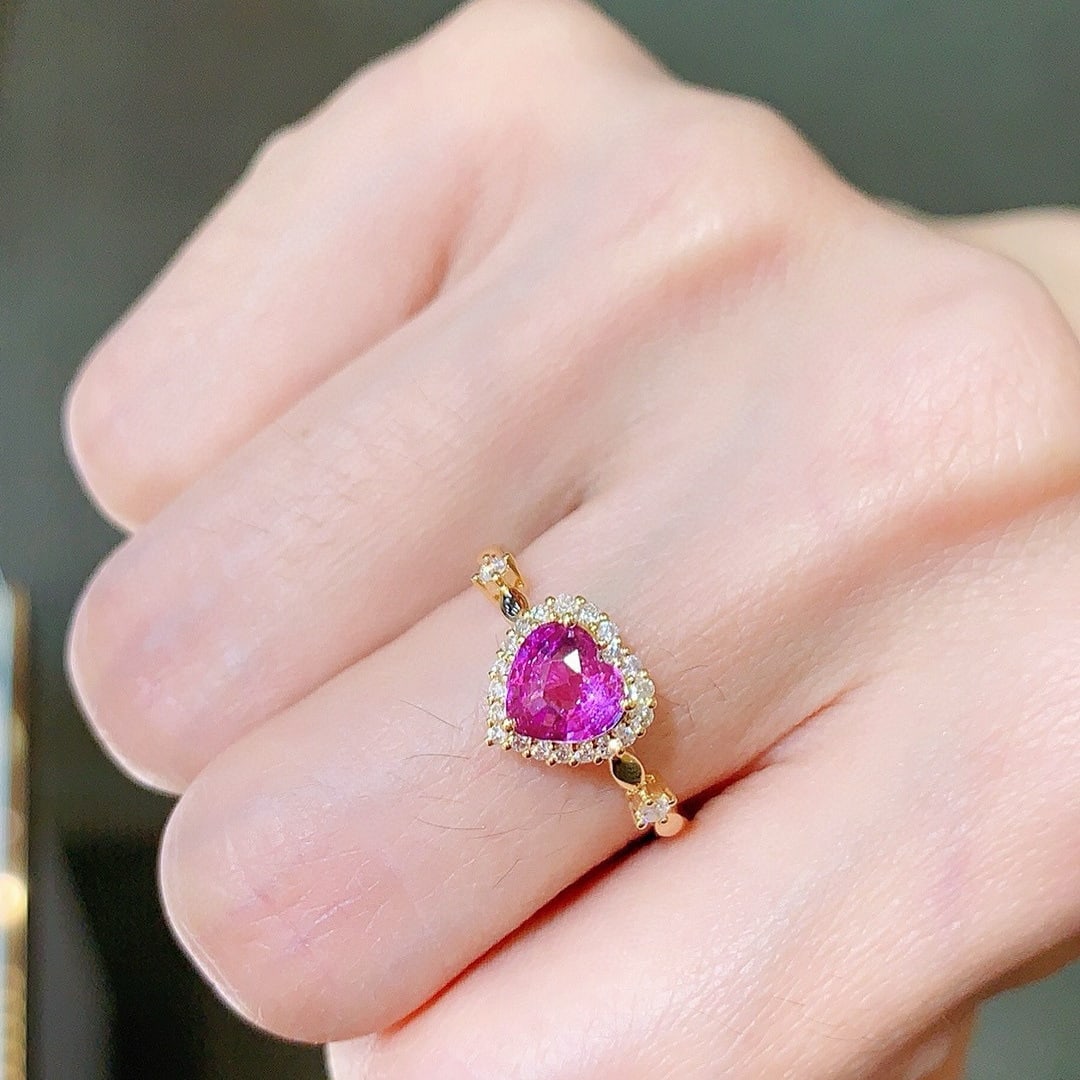 14k Gold 1.25 Ctw Natural Padparadscha Sapphire & Diamond Ring - 4