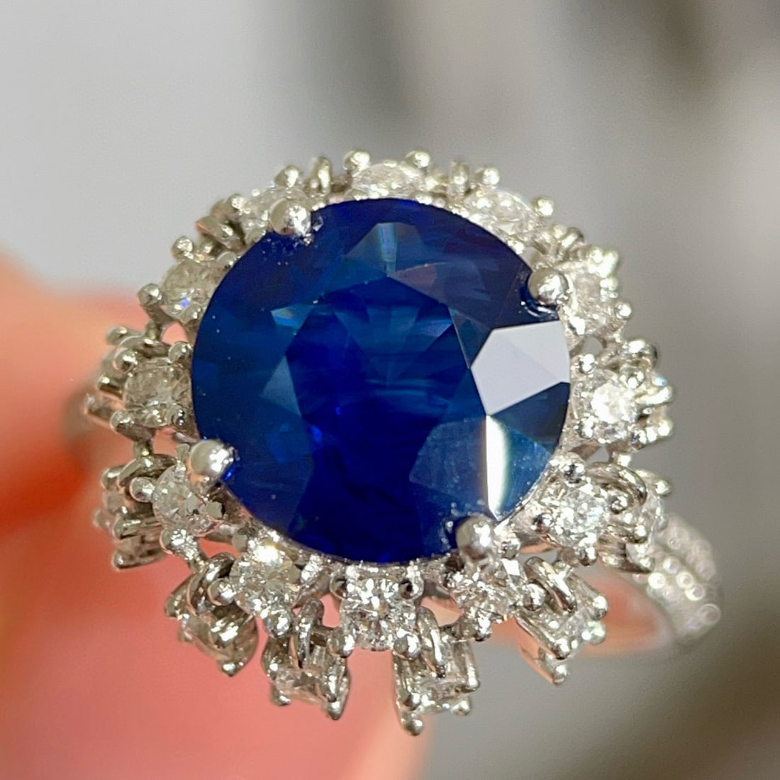 14k Gold 4.46 Ctw Natural Sapphire & Diamond Ring - 2