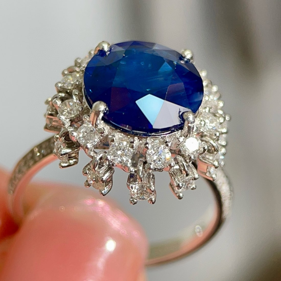 14k Gold 4.46 Ctw Natural Sapphire & Diamond Ring - 5