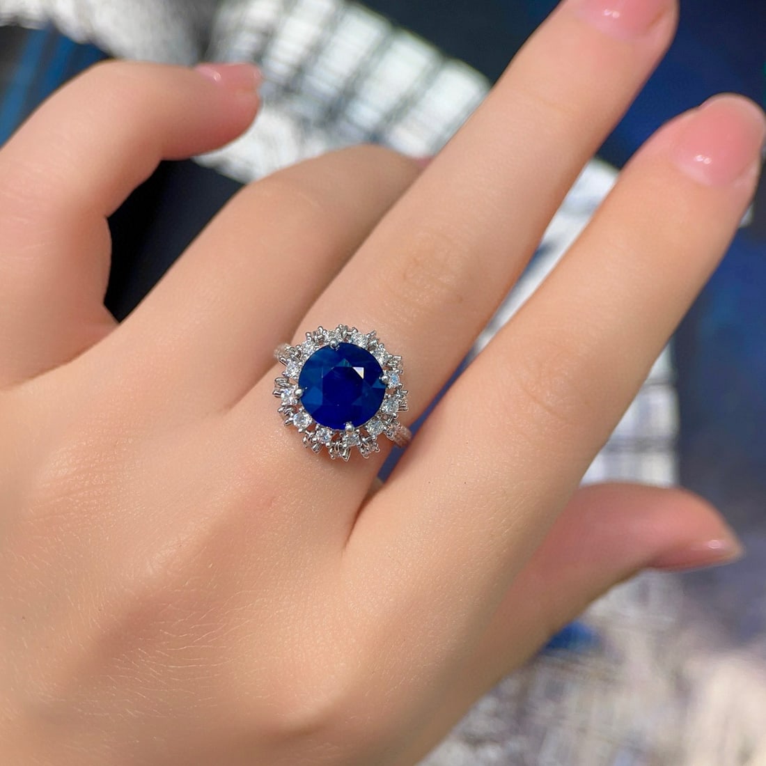 14k Gold 4.46 Ctw Natural Sapphire & Diamond Ring - 6