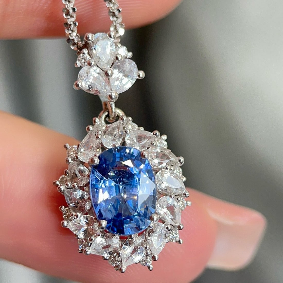 14k Gold 3.01 Ctw Natural Sapphire & Sapphire Pendant( Without Chain ) - 2