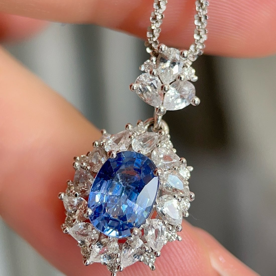 14k Gold 3.01 Ctw Natural Sapphire & Sapphire Pendant( Without Chain ) - 7