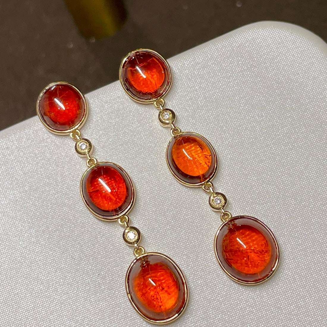 14k Gold 20.5 Ct Natural Spessartine Earrings - 3