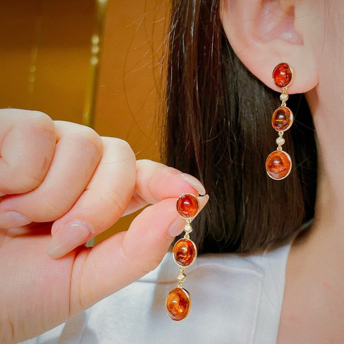 14k Gold 20.5 Ct Natural Spessartine Earrings - 7