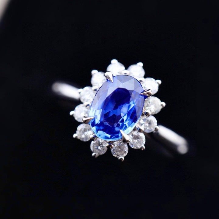 14k Gold 1.23 Ctw Natural Sapphire & Diamond Ring - 2