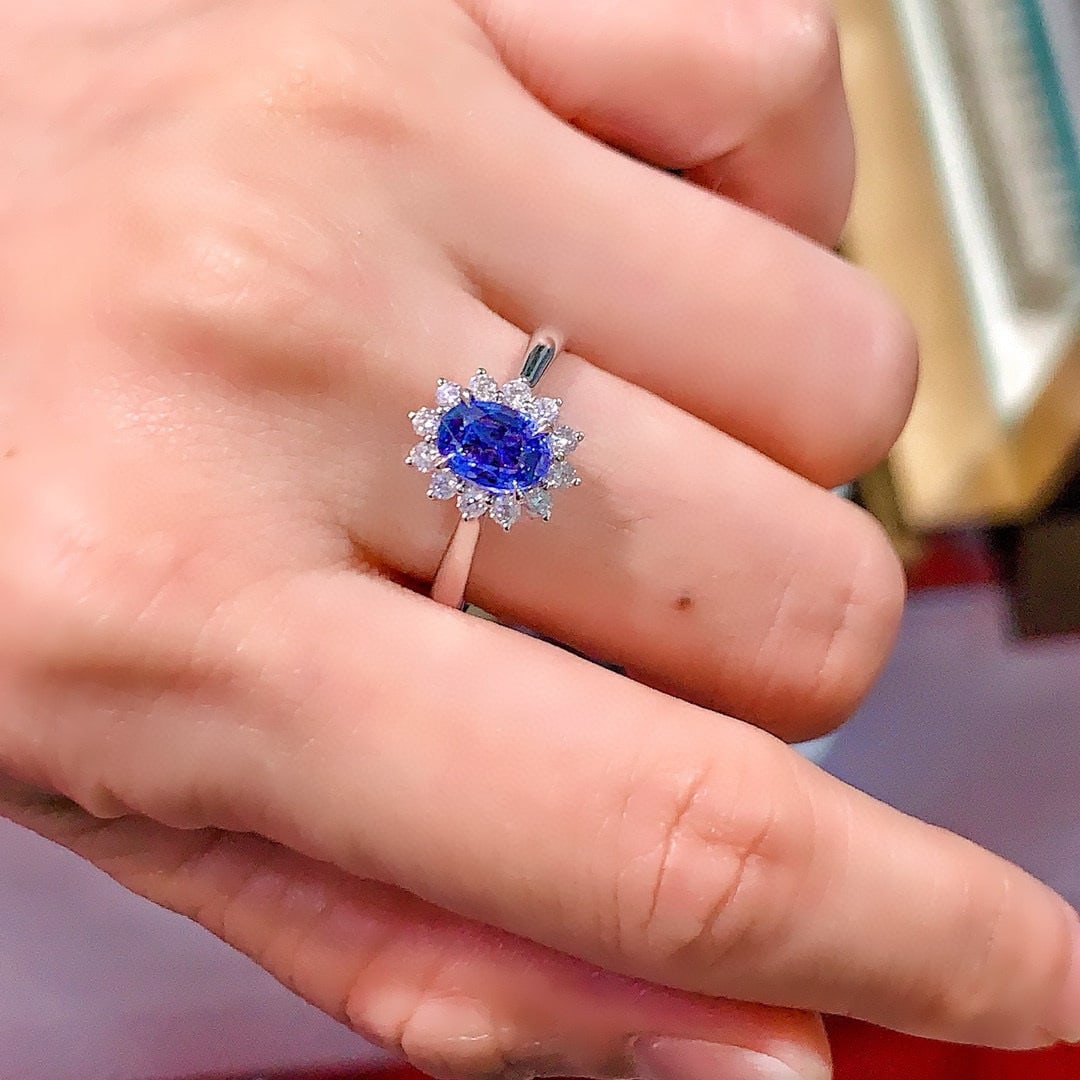 14k Gold 1.23 Ctw Natural Sapphire & Diamond Ring - 5