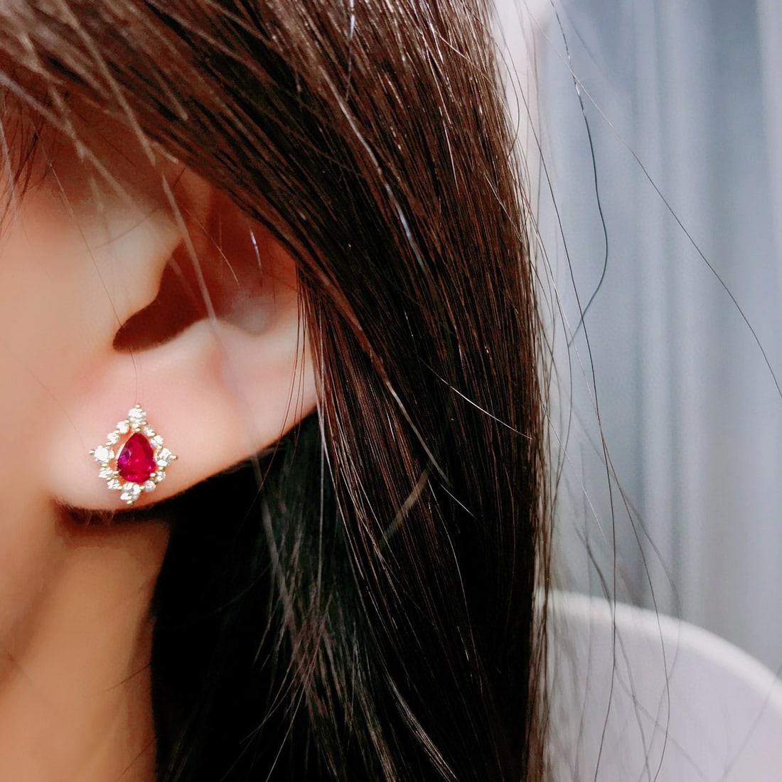 14k Gold 1.09 Ctw Natural Ruby & Diamond Earrings - 4