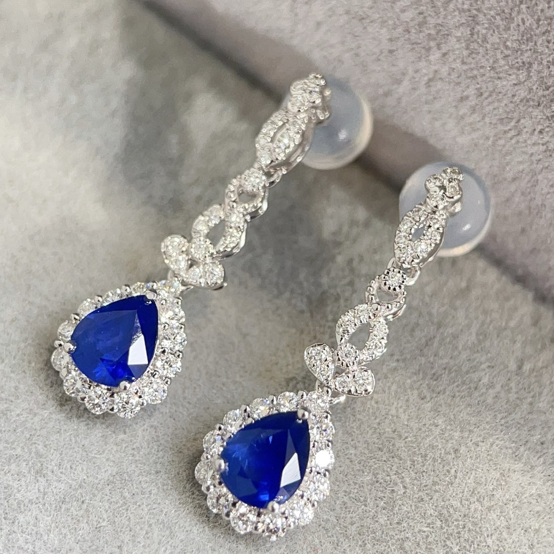 14k Gold 1.78 Ctw Natural Sapphire & Diamond Earrings - 2