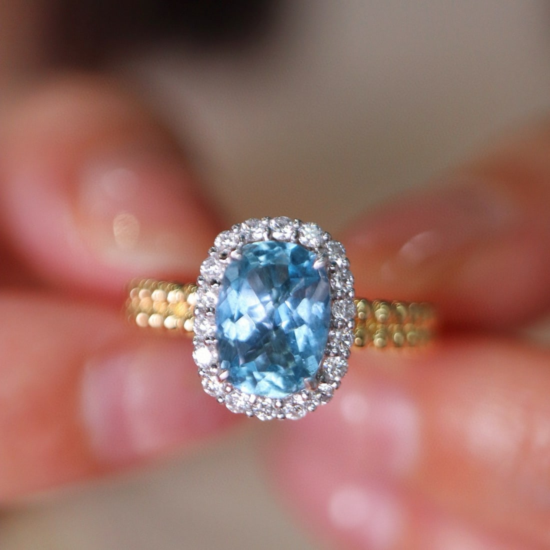 14k Gold 1.29 Ctw Natural Aquamarine & Diamond Ring - 2