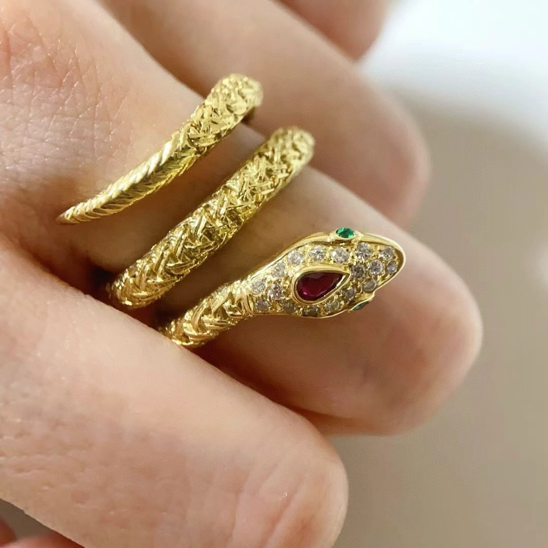 14k Gold 0.40 Ctw Natural Ruby & Emerald Ring - 3