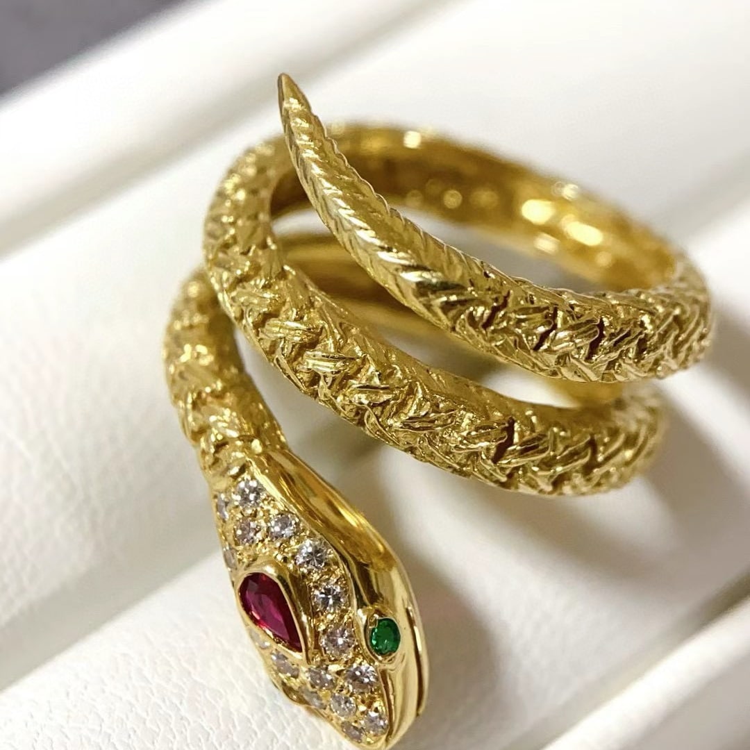 14k Gold 0.40 Ctw Natural Ruby & Emerald Ring - 5