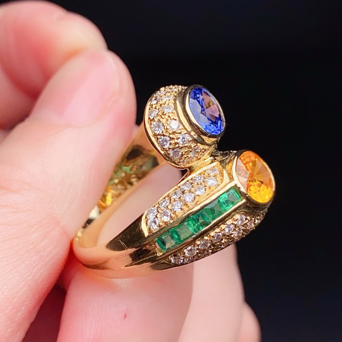 14k Gold 3.44 Ctw Natural Sapphire & Diamond Ring - 4