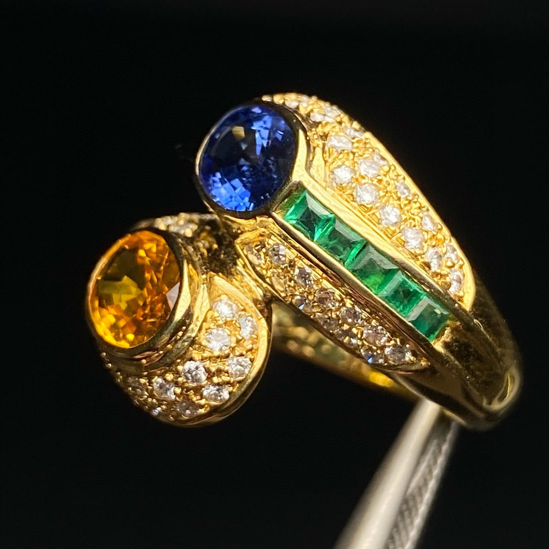 14k Gold 3.44 Ctw Natural Sapphire & Diamond Ring - 5