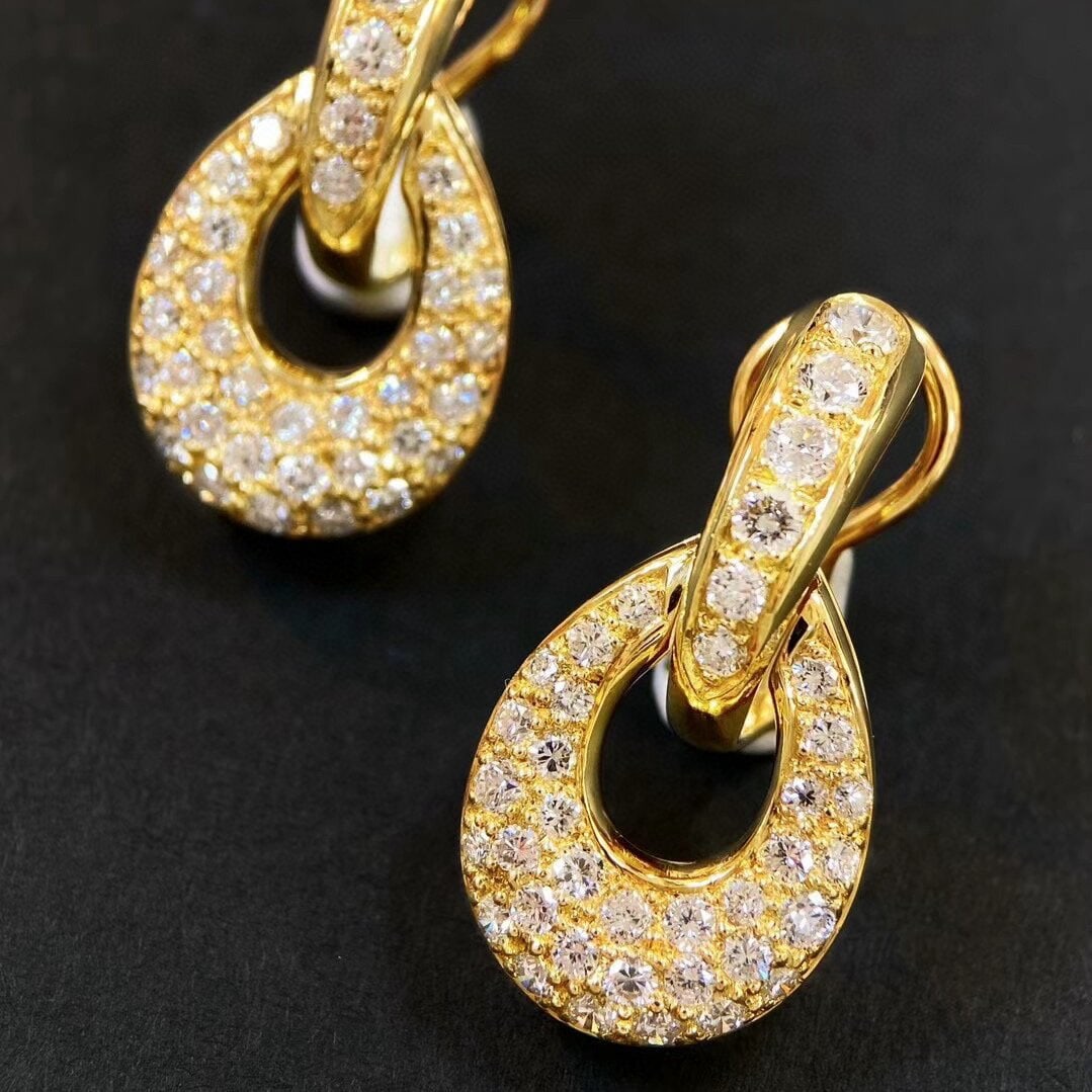 14k Gold 1.88 Ct Natural H Diamond Earrings - 4