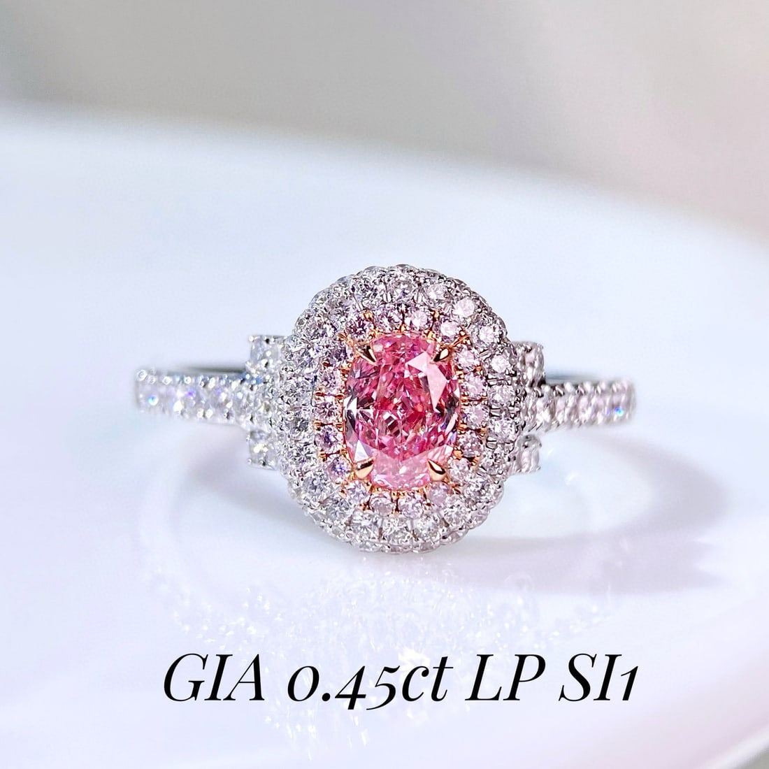 Gia Certified 14k Gold 0.99 Ctw Natural Pink Diamond & Diamond Ring - 3
