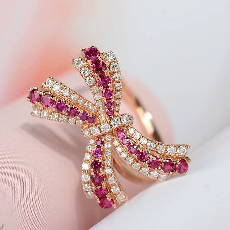 14k Gold 0.84 Ctw Natural Ruby & Diamond Ring - 3