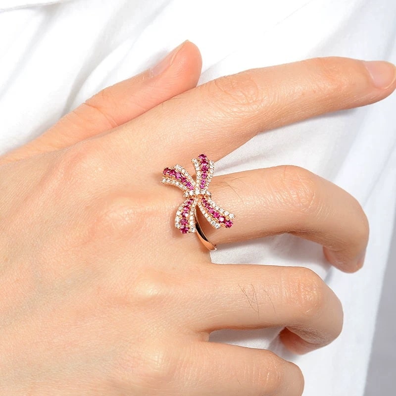 14k Gold 0.84 Ctw Natural Ruby & Diamond Ring - 4