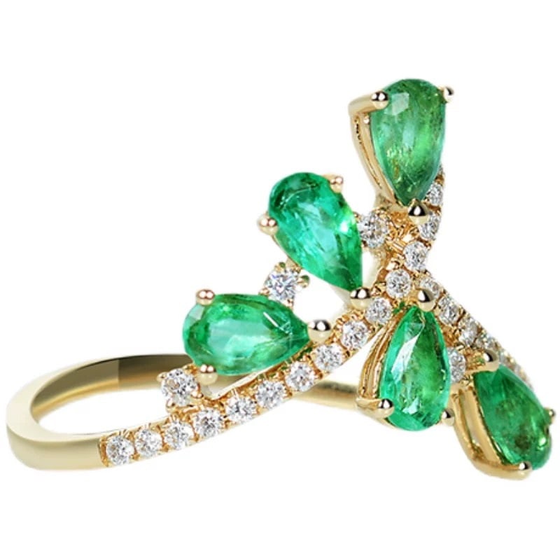 14k Gold 1.05 Ctw Natural Emerald & Diamond Ring - 3