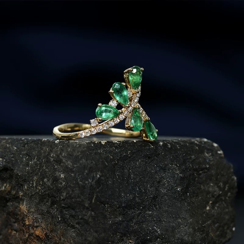 14k Gold 1.05 Ctw Natural Emerald & Diamond Ring - 5