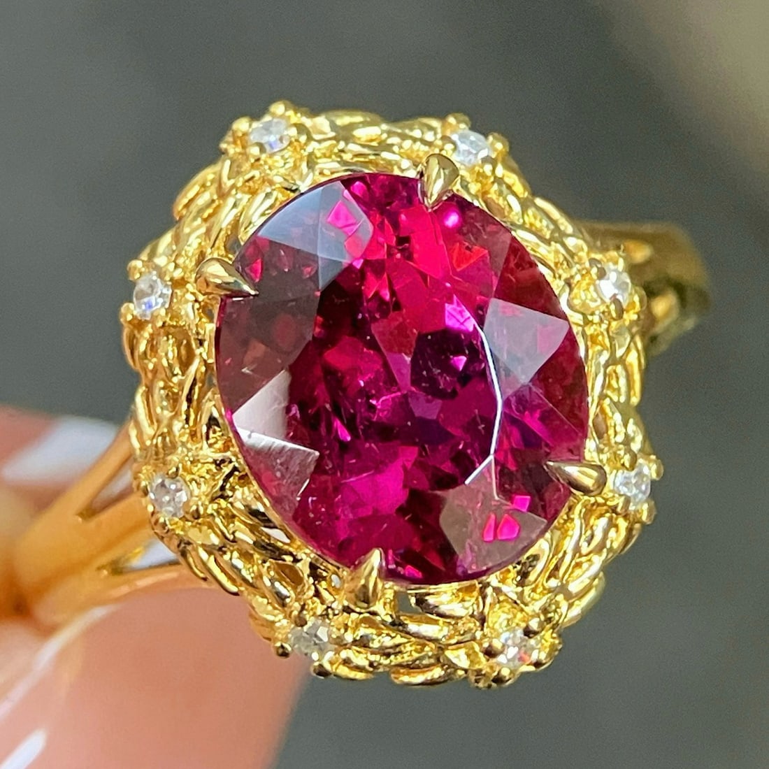 14k Gold 3.47 Ctw Natural Tourmaline & Diamond Ring - 2