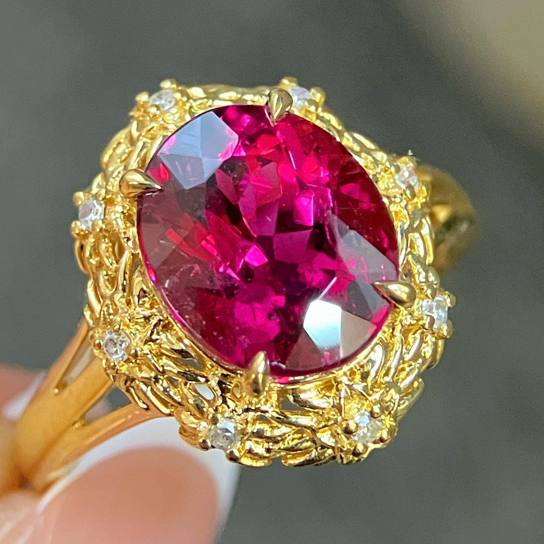 14k Gold 3.47 Ctw Natural Tourmaline & Diamond Ring - 4