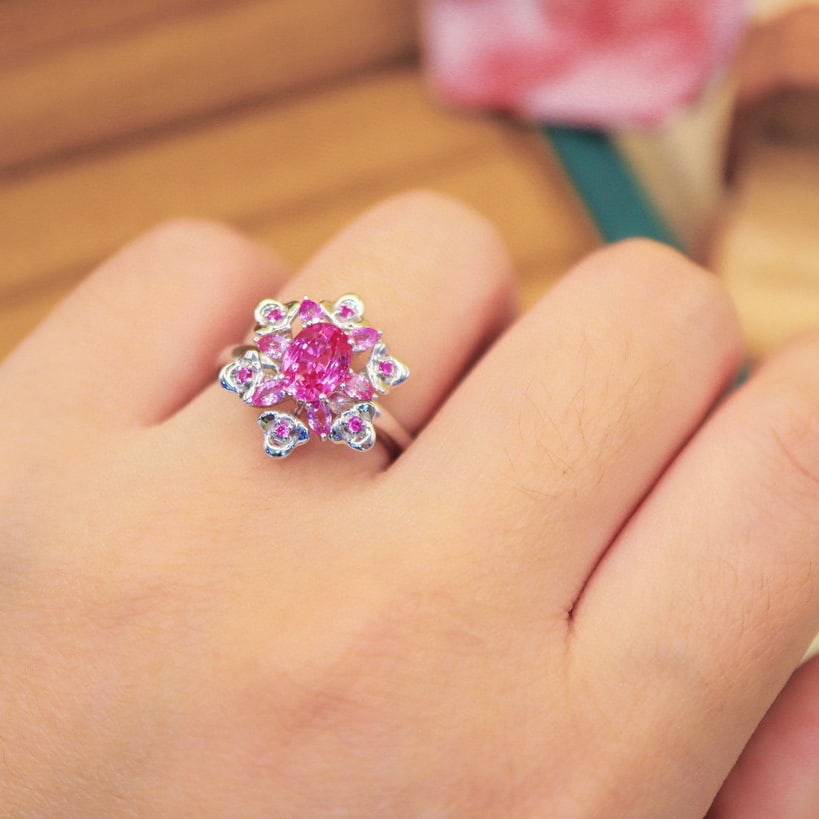 14k Gold 1.66 Ct Natural Padparadscha Sapphire Ring - 5