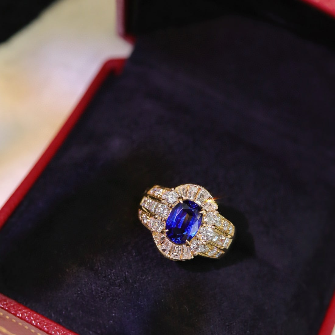 14k Gold 3.63 Ctw Natural Sapphire & Diamond Ring - 5