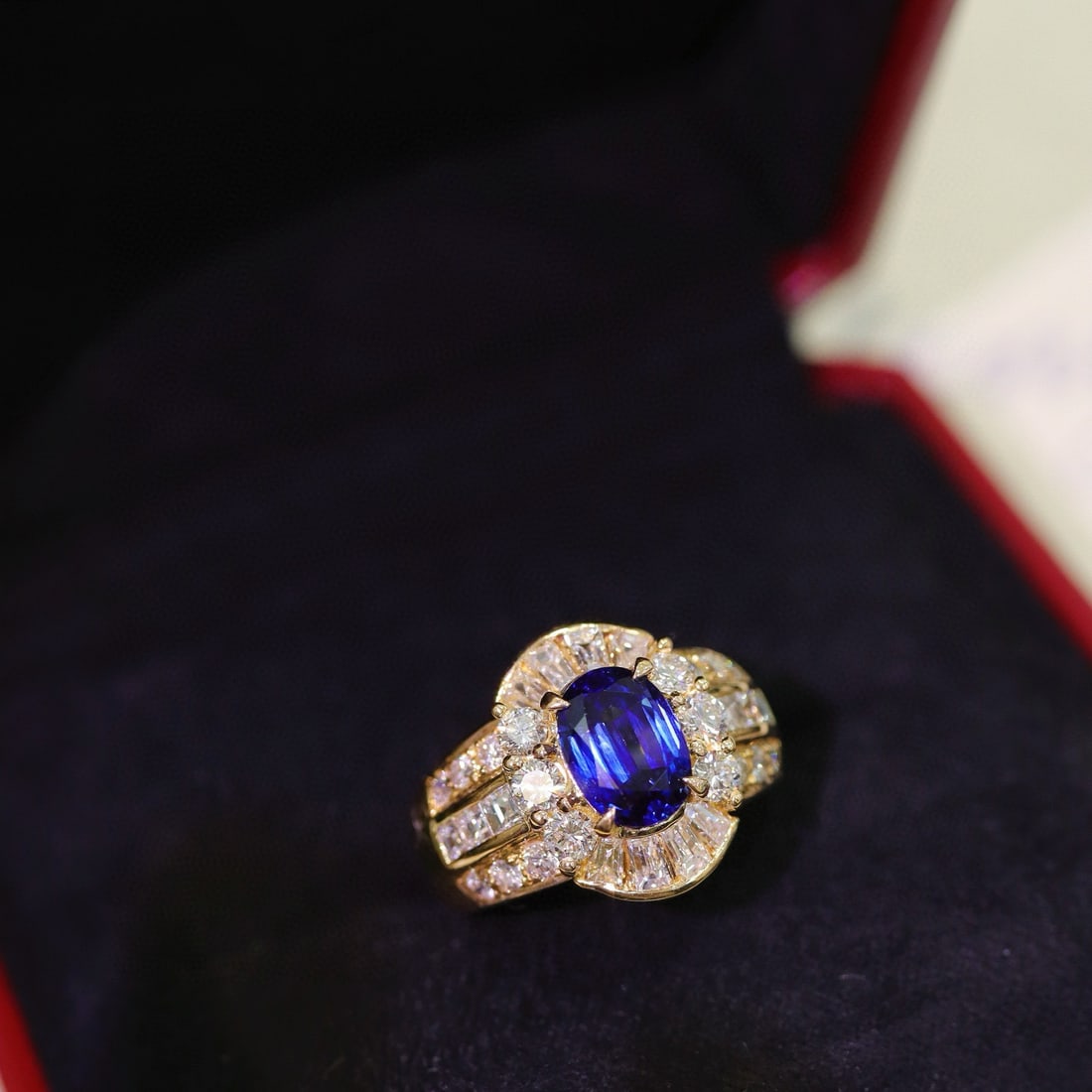 14k Gold 3.63 Ctw Natural Sapphire & Diamond Ring - 6