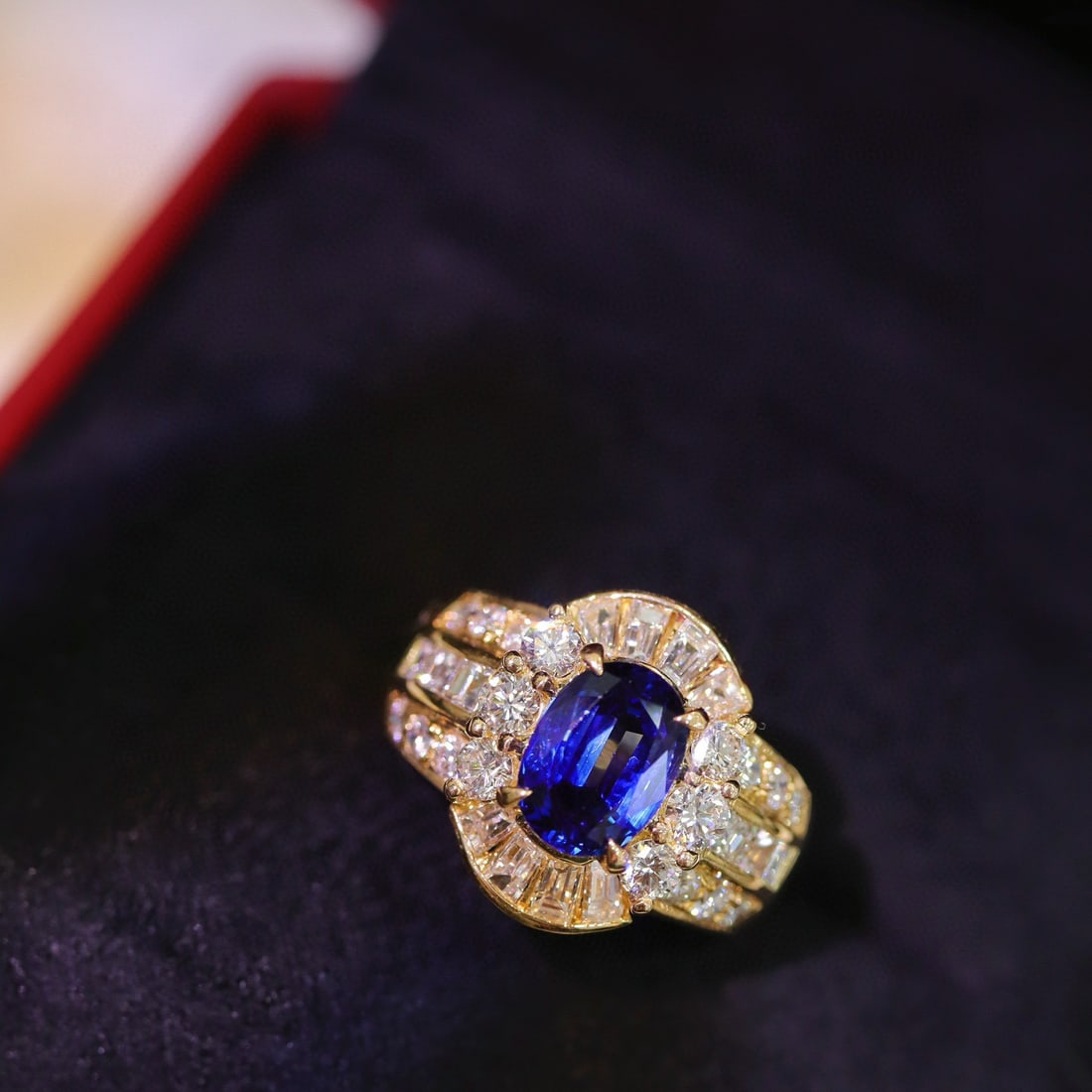14k Gold 3.63 Ctw Natural Sapphire & Diamond Ring - 7