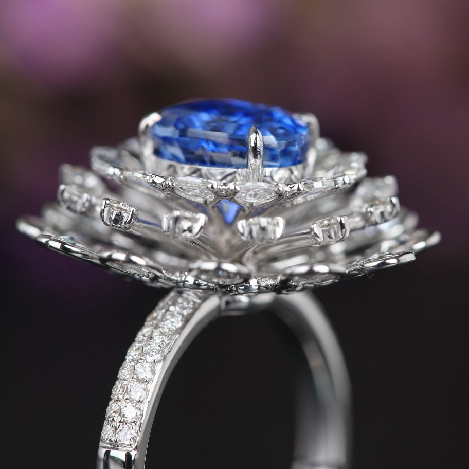 14k Gold 4.55 Ctw Natural Sapphire & Diamond Ring - 5