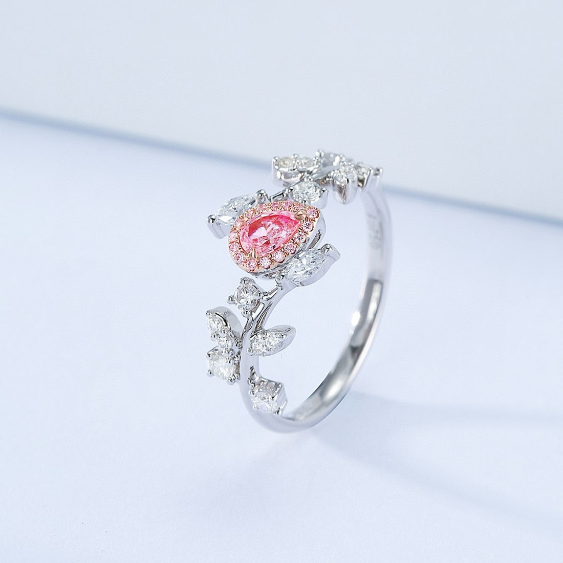 14k Gold 0.59 Ctw Natural Pink Diamond & Diamond Ring - 3