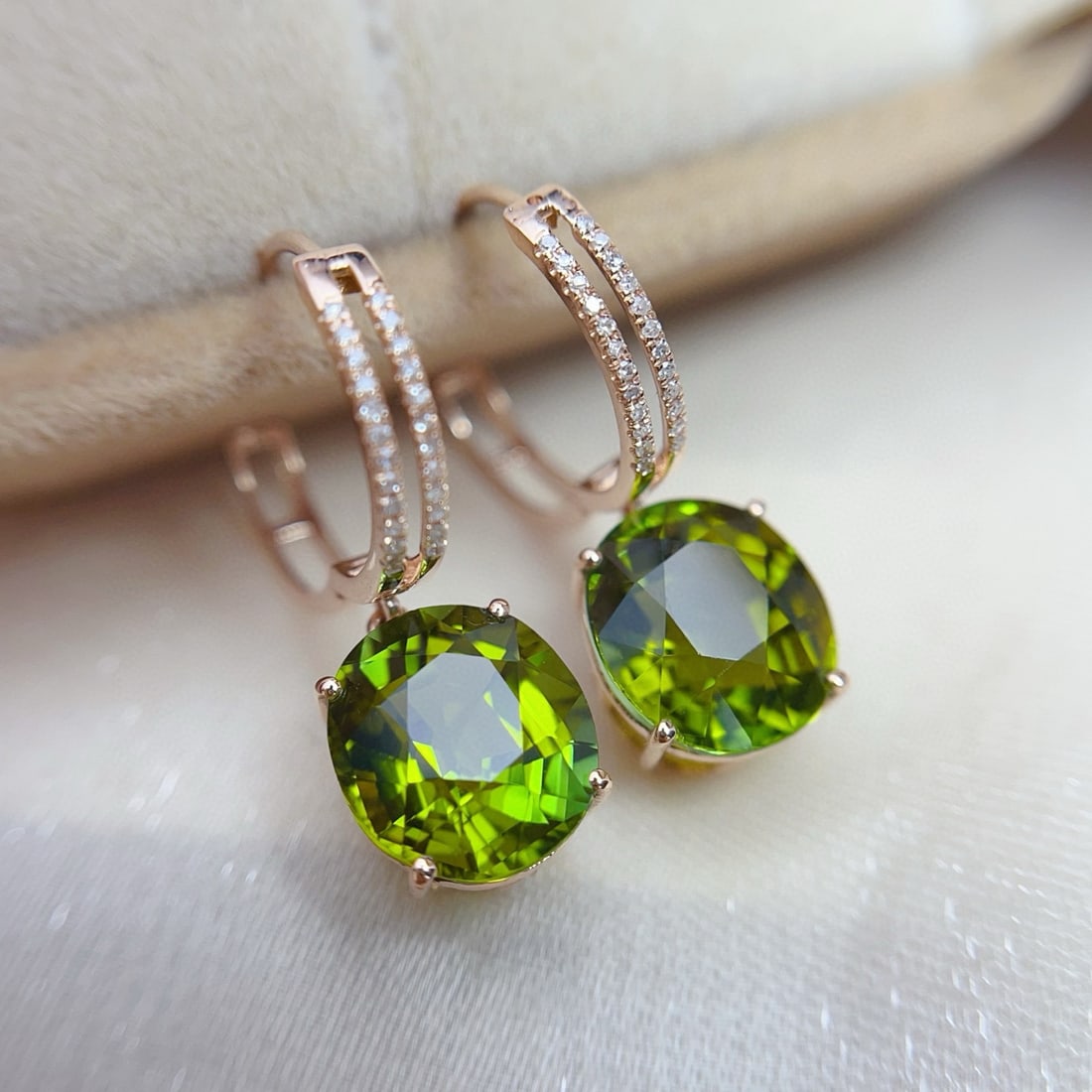 14k Gold 8.25 Ct Natural Tourmaline & Diamond Earrings - 5